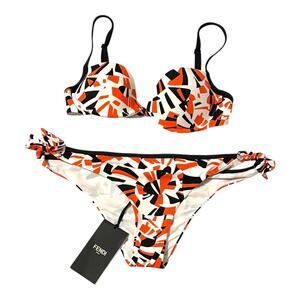 NWT Fendi Bikini - US Size 14 - Black/White/Orange Bold Abstract Geometric